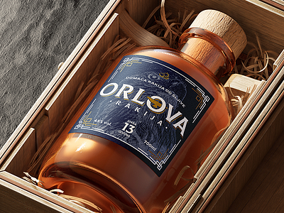 Orlova Rakia Label Design blue branding drink eagle fancy hipster label label design logo logo design modern orao spirit