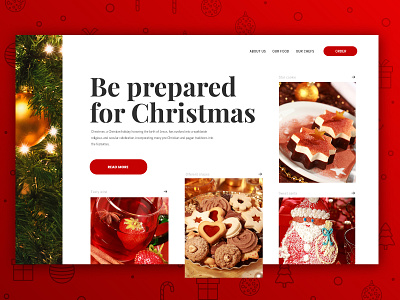 Restaurant Webdesign for Christmas 2019 christmas cookies green holiday modern pattern red serif shop sweet ui web web design webdesign webshop website