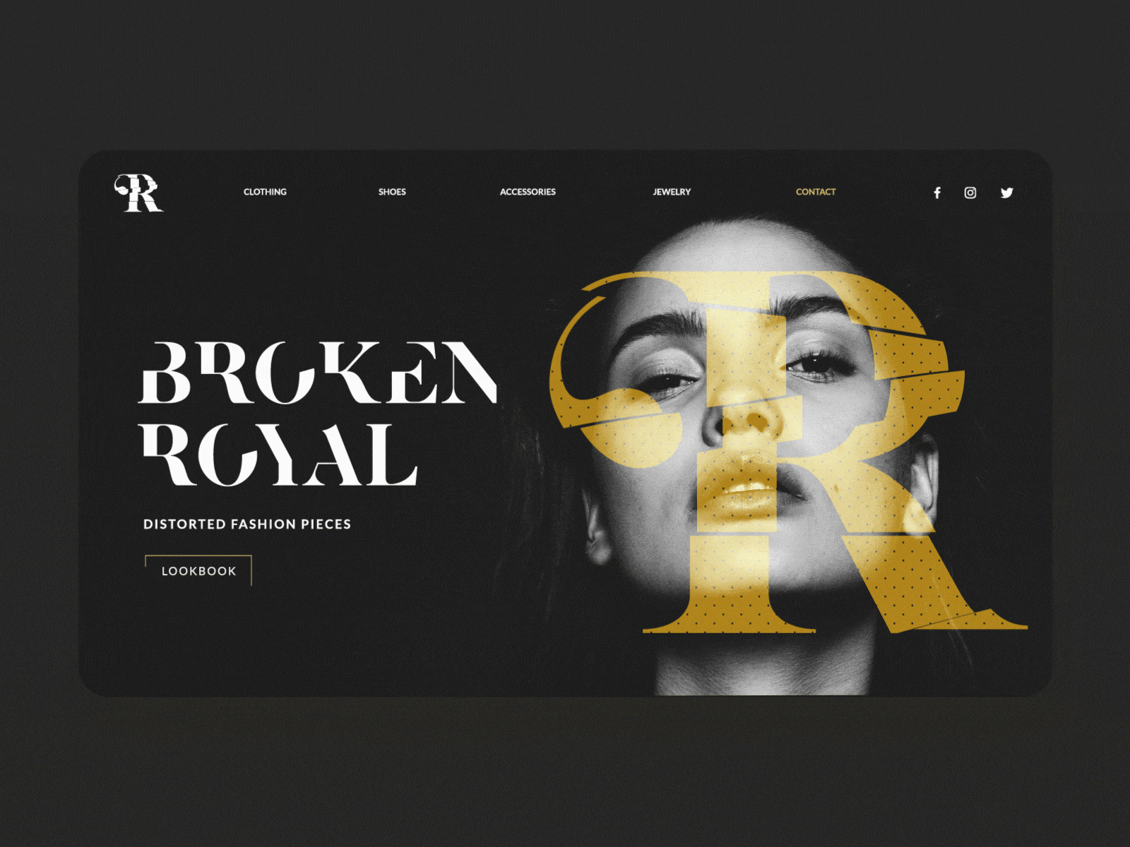 Broken Royal animated gif animation black branding design fashion girl gold golden header home landing page modern motion typography ui ux web design webdesign website