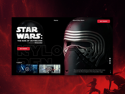 Star Wars - The Rise of Skywalker black cinema concept dark design film kylo ren modern movie red skywalker star wars starwars ticket booking ui ux web design webdesign website