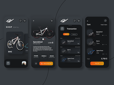 Details of Rush app application bicyle bicyleshop bike bikeshop ecommerce mobile mobile app rush shop ui ui ux uiux ux
