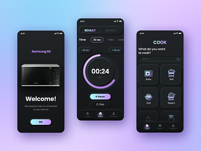 Concept of Microwave oven app app design ui ux