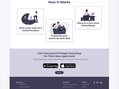 Landing Page | Roomie app branding design flat landing logo ui ux web website
