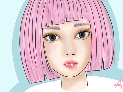 Pink Hair digitalart drawing illustration photoshop