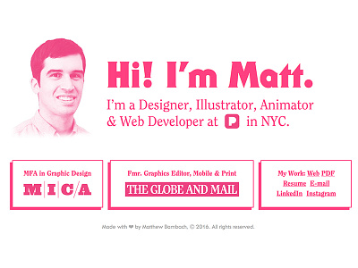Matthew Bambach Portfolio clearface design developer graphic design nyc pink responsive serif typography ux web design webfonts