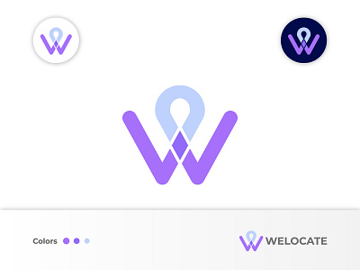 Letter W With Pin Location Logo Design