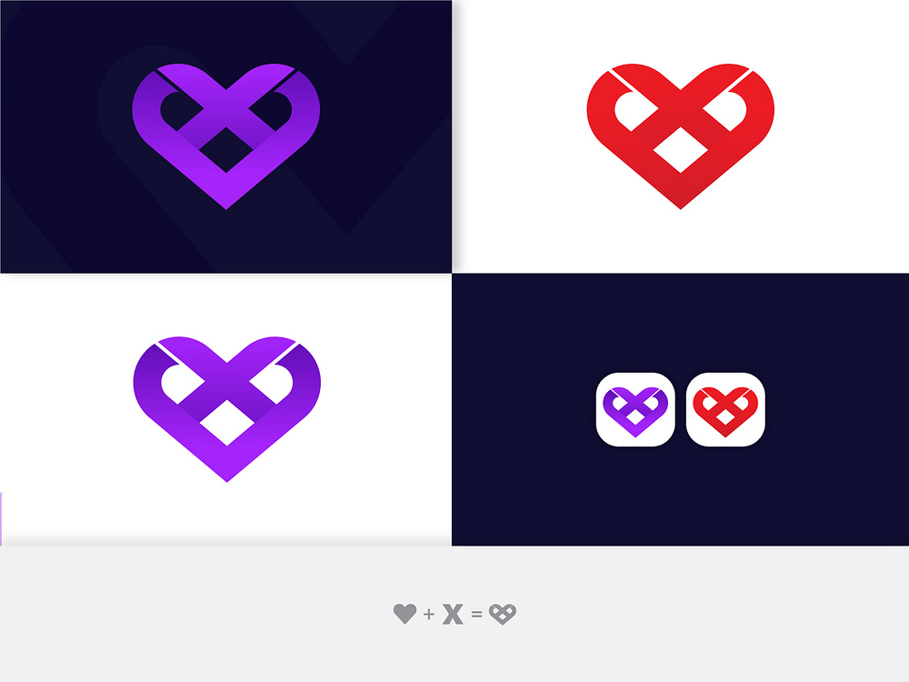 Letter X Love Logo designs, themes, templates and downloadable graphic