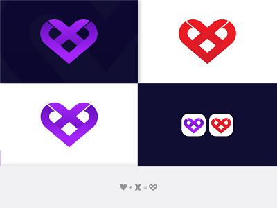 Heart/ Love + X Letter Logo concept | Letter X Love Logo Design