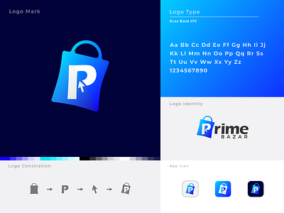 Prime Bazar Logo branding creative logo design designe illustration logo p logo shopping logo typography vector