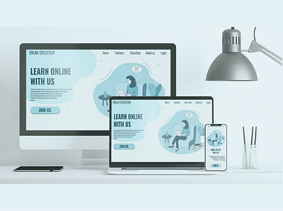 first screen design branding design digital art education graphic graphic design illustration landing page online online education vector webdesign website