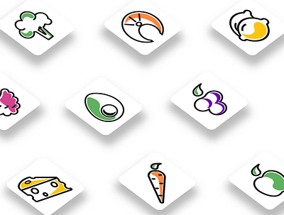 line icons for a healthy food app app app design branding design digital art food graphic graphic design healthy icons illustration line icons one line art vector web design