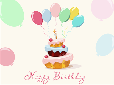 Happy Birthday Card baloons birthday card branding cake card design digital art grafik graphic graphic design happy birthday illustration vector
