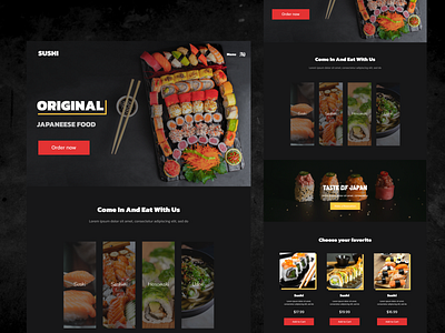 SUSHI - Landing page black creative japaneese oahyo sushi sushi landing page sushiwebsite ui uiuxdesign webdesign