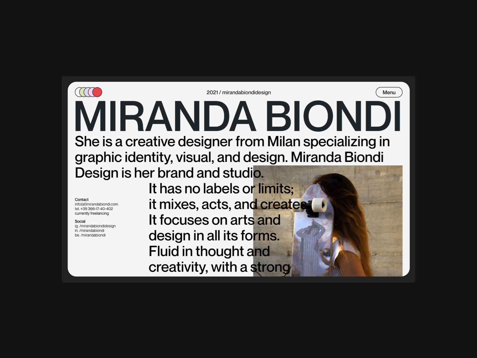 Miranda Biondi Portfolio clean design graphic design minimal portfolio portfolio design typography ui web web design website