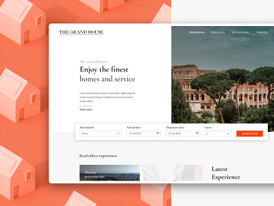 The Grand House - Home Page exploration apartment design landing landing page minimal rentals ui ux web web design website