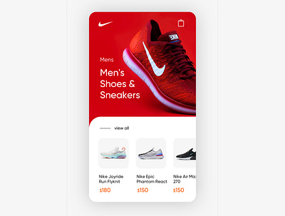 Shoes App Shop Exploration app app concept app design clean design ecommerce app mobile design mobile ui nike product design red shoes shopping app ui ux