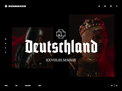 Rammstein - Website concept design album band clip concept design deutsch deutschland hard rock minimal music music album music artist promo rammstein rock rock band ui uiux ux web design