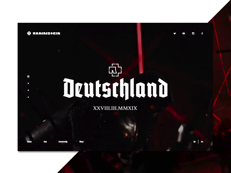 Rammstein - Website concept design animation band concept design deutsch deutschland minimal music music artist promo rammstein rock rock band ui uiux ux video video background web design website