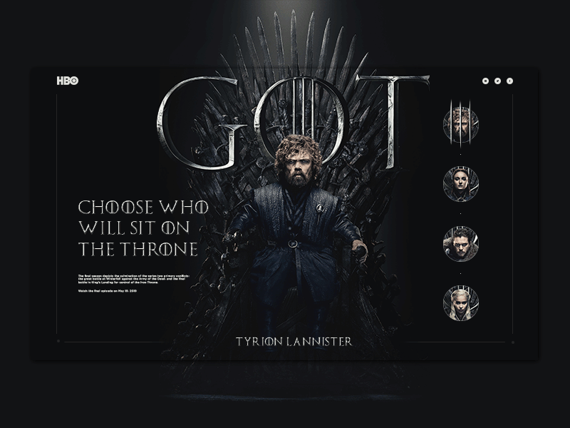 Game of Thrones - Website concept design