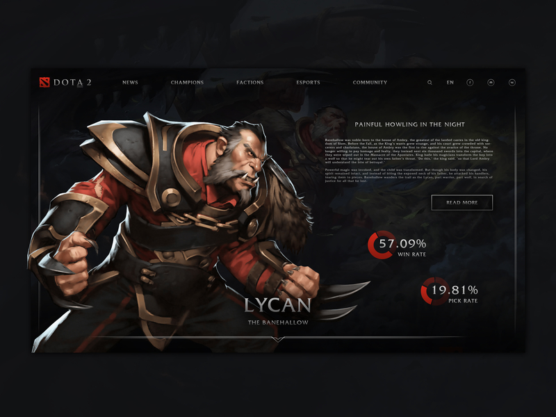 Dota 2 Website Concept Design Lycan Hero Page By Dmitry