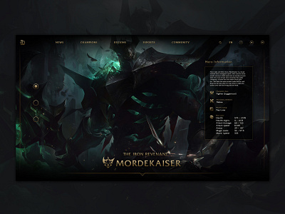 League of Legends - Mordekaiser page concept design character concept dark design esports game games guide hero league of legends leagueoflegends minimal moba riotgames statistics ui uiux ux web design website