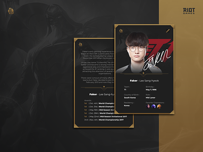 League of Legends - Collectible player cards card card design championship collectible concept esports faker game games league of legends leagueoflegends minimal nft player player card print product design profile riot games sneaky