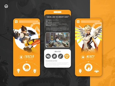 Overwatch - Heroes app concept design app app design design esports esports tournament figma game games heroes ios mobile mobile app mobile app design mobile design mobile ui overwatch tournament ui uiux ux