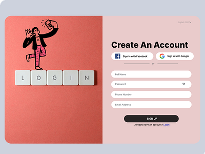 #001 UI Design Challenge: Sign Up page 100 days ui challenge ui uidesign