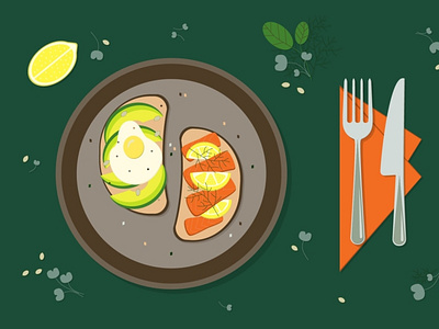 Bruschetta on plate design graphic design illustration