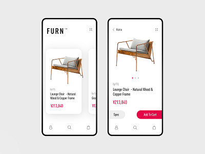 FURN app app concept concept design e commerce app furniture minimal mobile shopping store ui ux white