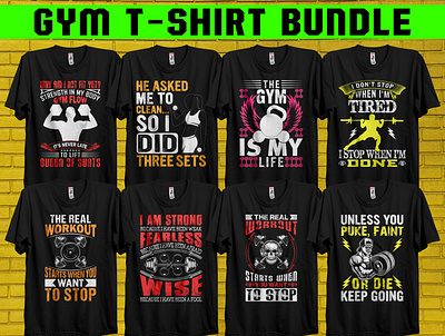 GYM T-shirt Design Bundle gym t shirt gym t shirt bundle gym t shirt design vector t shirt