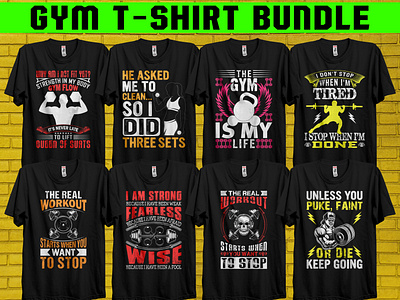 GYM T-shirt Design Bundle gym t shirt gym t shirt bundle gym t shirt design vector t shirt