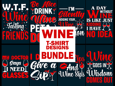 Wine T-shirt Designs Bundle