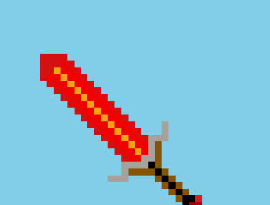 Flame Sword Pixel Art design flame sword graphic pixel art