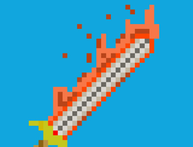 Flaming Sword Pixel Art design flaming sword graphic pixel art