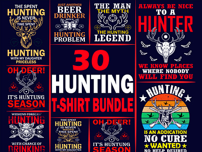 Awesome Hunting T-Shirt Design Bundle graphic design hunting design illustration t shirt tshirt typography vector