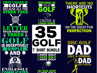 Awesome Golf T-Shirt Design Bundle golfclub golfpro golfswag graphic design illustration t shirt tshirt typography vector