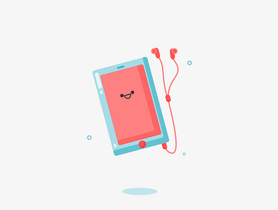 Smartphone with Earphone Kawaii illustration design icon illustration logo vector