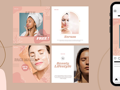 Beauty Brand Instagram/Facebook feed post design app branding design graphic design illustration logo vector