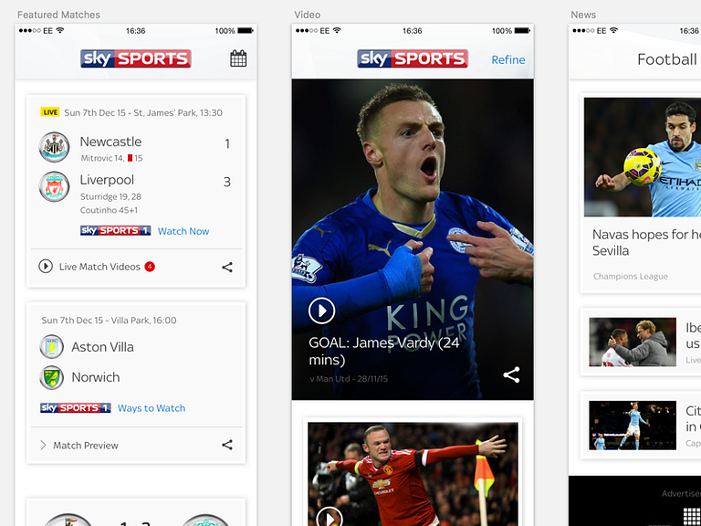 Sky Sports Goals App by rick stead on Dribbble