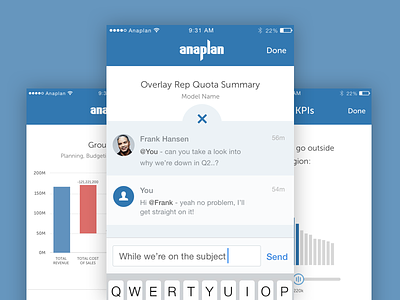 Anaplan - Collaboration & Dashboard App app clean collaboration dashboard finance ios iphone mobile sketch startup tech ui