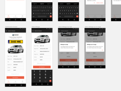 Car Valuation App android app automotive ios mobile sketch ui