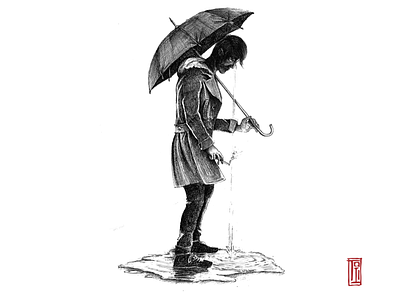 Raining Inside, 2021 cartoon design drawing graphites illustration pencils person perspective rainyday sketching