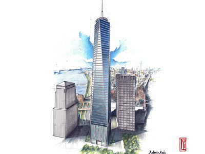 World Trade Center, 2019 architecture building drawing illustration nyc perspective sketching skyscrapper technicaldrawing wtc