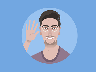 Self Portrait, 2022 cartoon cartoonish character design flatart illustration photoshop portrait selfportrait waving webart webdesign