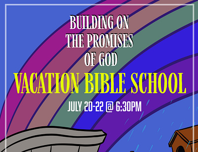 VBS Flyer church flyer flyer gods promises illustration noah and the ark photoshop procreate rainbow vacation bible school