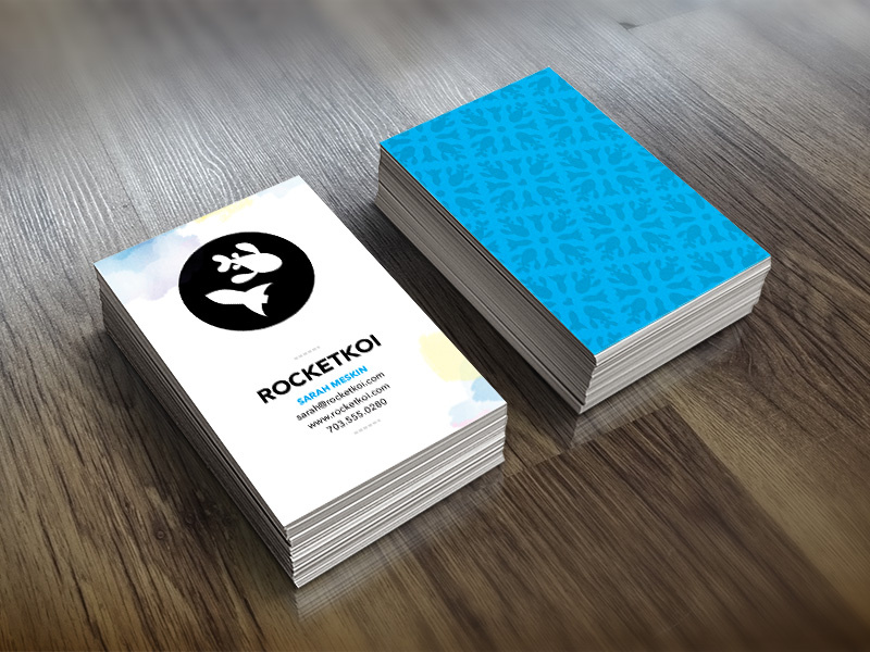 Rocketkoi Business Card watercolor pattern business card