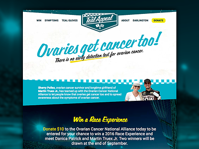The Teal Appeal fundraising landing page nascar ovarian cancer teal teal appeal website