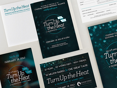 Turn Up the Heat Gala Suite invitation invitation suite pearlescent paper postcard print program reply card save the date