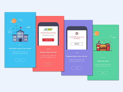 Onboarding app design flat icons illustration onboarding ui